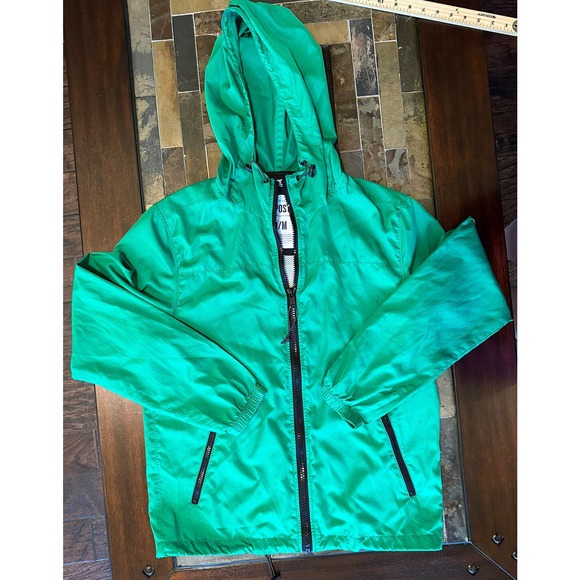 Mens Sz M/M Rain Jacket Authentic brand Aeropostale Hooded Green - Picture 2 of 8